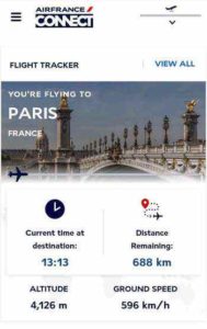 エールフランスの機内WiFiのポータル画面